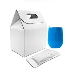 Набор Cofer Coffee Box CO12: кофер глянцевый, кофе зерновой 100 гр, белый / голубой фото