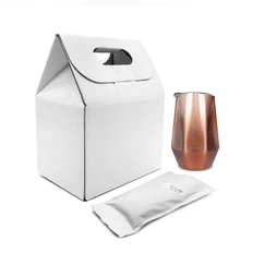 Набор Cofer Coffee Box Edge CO12M: кофер, кофе зерновой 100 гр, белый / бронзовый фото