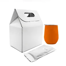 Набор Cofer Coffee Box Edge CO12S: кофер soft-touch, кофе зерновой 100 гр, белый / оранжевый фото