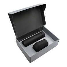 Набор Cofer Hot Box E Edge CO12s Grey: термос с датчиком температуры, кофер, soft-touch, черный фото
