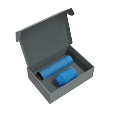 Набор Cofer Hot Box E Edge CO12s grey: термос с датчиком температуры, кофер, soft touch, голубой фото