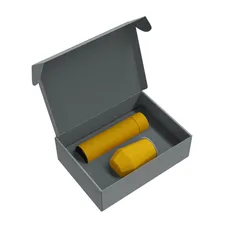 Набор Cofer Hot Box E Edge CO12s Grey: термос с датчиком температуры, кофер, soft touch, желтый фото