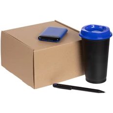 Набор Color Spot: внешний аккумулятор на 5000 mAh, стакан с крышкой, ручка шариковая Prodir DS1 TMM Dot, синий / черный фото