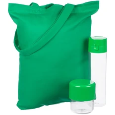 Набор Colourscape: бутылка для воды, сумка холщовая, ланчбокс для салатов, зеленый фото