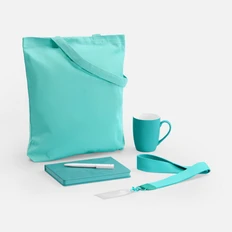 Набор Cortado: ежедневник недатированный, холщовая сумка, ланьярд, кружка, ручка шариковая, бирюзовый фото