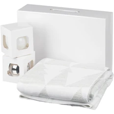 Набор Dancing Queen: акриловый плед, два елочных шара, белый / серебристый фото