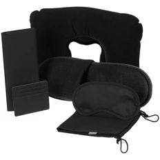 Набор Devon Travel: чехол для карточек, органайзер, подушка под шею, тапочки, маска для сна, черный фото