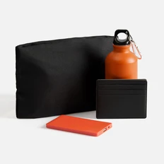 Набор Devon Walk: сумка поясная, аккумулятор 4000 mAh, бутылка для воды, чехол для карточек, оранжевый / черный фото
