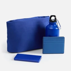 Набор Devon Walk: сумка поясная, аккумулятор 4000 mAh, бутылка для воды, чехол для карточек, синий фото