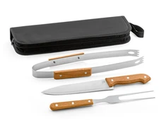 Набор для барбекю Grill: щипцы, вилка, нож, серебристый / крафт фото