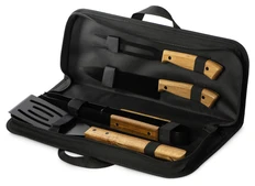 Набор для барбекю Tour de Grass Ribeye: нож, большая двузубая вилка, спатула, щипцы, черный / крафт фото