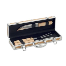 Набор для барбекю в кейсе, 3 предмета, бежевый / черный фото