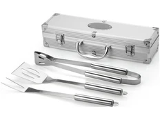 Набор для барбекю в кейсе Salvy: лопатка, щипцы, вилка, серебристый фото