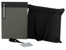 Набор для конференций Conferencier: магнитный планшет, ручка шариковая, ланъярд, чехол для бейджа, шоппер, черный фото