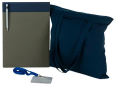 Набор для конференций Conferencier: магнитный планшет, ручка шариковая, ланъярд, чехол для бейджа, шоппер, синий фото