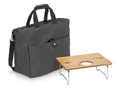 Набор для пикника Fabar: сумка-холодильник, бамбуковый столик на ножках, серый / бежевый фото