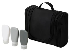 Набор для путешествий On Air: несессер, набор косметических емкостей, черный / серый фото