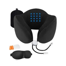 Набор для путешествий RoadLike Travel Kit Pure: подушка с эффектом памяти, маска для сна, беруши, черная фото