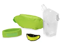 Набор для спорта Keen Glow: поясная сумка, емкость для питья, повязка на голову, диодный браслет, зеленый фото