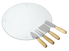 Набор для сыра со стеклянной доской Gauda, прозрачный / бежевый фото