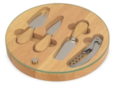 Набор для сыра и вина со стеклянной крышкой Eat & Bite Rendezvous, светлое дерево фото