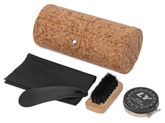 Набор для ухода за обувью Shining shoes: щётка, салфетка, ложка, крем, коричневый / чёрный фото