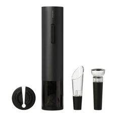 Набор для вина с электрическим штопором Sacramento: аэратор, вакуумная пробка, электрический штопор, нож для фольги, кабель, черный фото