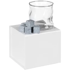 Набор для виски Amorf: стакан, 6 камней для виски, мешочек, прозрачный / белый / серый фото