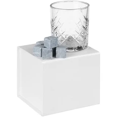 Набор для виски Timeless: стакан, 6 камней для виски, мешочек, прозрачный / белый / серый фото