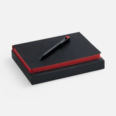 Набор Doppio: ежедневник недатированный, ручка шариковая, черный / красный фото