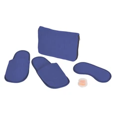 Набор дорожный Релакс: маска, беруши, тапки, синий, 20х15 см, хлопок/нейлон фото