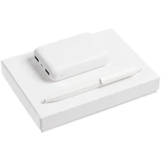 Набор Dualist: ручка шариковая Prodir DS9 PMM P, внешний аккумулятор Uniscend Full Feel 10000 mAh, белый фото