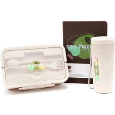 Набор «Eco Friendly»: ланчбокс, термостакан, блокнот, бежевый фото