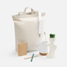 Набор Eco Sapiens Headman: рюкзак, кружка, набор для выращивания, лента, блокнот, две шариковые ручки, бежевый фото