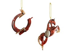 Набор елочных игрушек: Лошадь, Подкова, красный фото