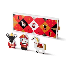 Набор Farforite из 3 елочных игрушек: «Щелкунчик», «Лошадка», «Мышиный король» в подарочном пенале, красный / золотой / черный фото