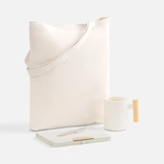 Набор Enviro: блокнот, кружка, холщовая сумка, ручка шариковая, белый фото