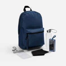 Набор Equipo: внешний аккумулятор 10000 mAh, рюкзак, чехол для телефона, бутылка для воды, бандана, ремувка, синий фото