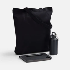 Набор Espresso Walk: ежедневник недатированный, бутылка для воды, холщовая сумка, ручка шариковая, черный фото