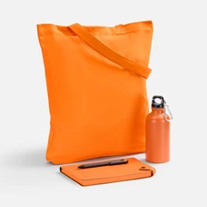 Набор Espresso Walk: ежедневник недатированный, бутылка для воды, холщовая сумка, ручка шариковая, оранжевый фото