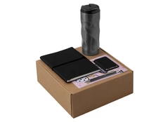 Набор Firm: блокнот, ручка, термокружка, картхолдер, подставка, серый / черный фото