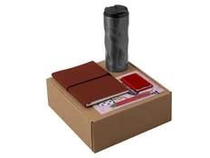 Набор Firm: блокнот, ручка, термокружка, картхолдер, подставка, серый / красный фото