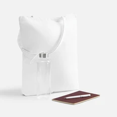 Набор First Line: холщовая сумка, блокнот, бутылка, ручка шариковая, бордовый / белый фото