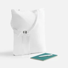 Набор First Line: холщовая сумка, блокнот, бутылка, ручка шариковая, бирюзовый / белый фото