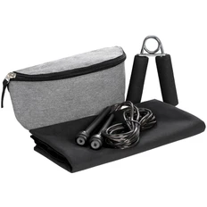 Набор Fitness Jet: полотенце, поясная сумка, скакалка, эспандер, черный фото