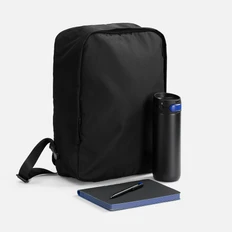 Набор Flexpen Travel: термостакан, рюкзак, ежедневник, ручка шариковая, черный / синий фото