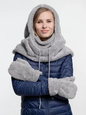 Набор Flocky: балаклава-капюшон, варежки, серый фото