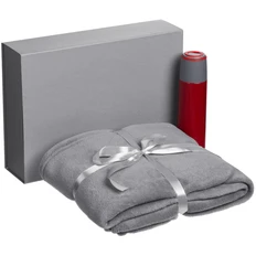 Набор Flush Times: плед Plush, термос Heater, серый / красный фото