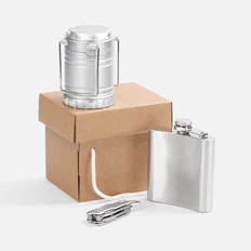 Набор Forestour: мультитул, фляжка, кемпинговый фонарь, серебристый фото