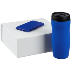 Набор Formation: термостакан, внешний аккумулятор 5000 mAh, синий / белый фото